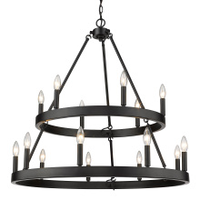 Golden Canada 1017-69 BLK - Golden Lighting Alastair 15-light 2-tier Chandelier (6+9) Matte Black